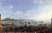 Antonio Joli The Embarkation of Charles III in the Port of Naples oil painting on canvas